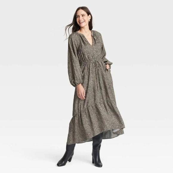 A New Day Women's Balloon Long Sleeve Dress, Leopard Print, Sz SM NWT - Picture 2 of 9